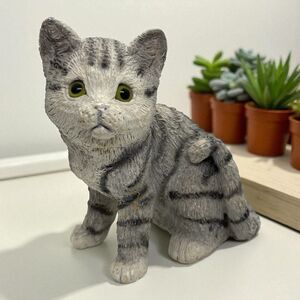 Vintage Stone Critters The Animal Collection Grey Tabby Cat Figurine